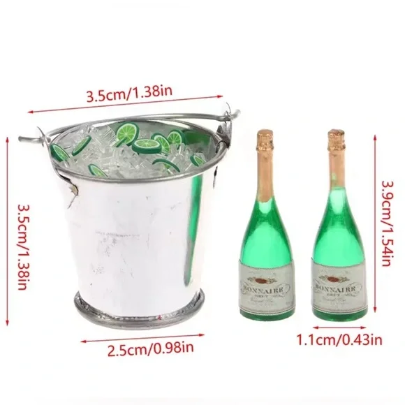 Dollhouse Miniature Kitchen & Dining Bundle Plates, Pancakes & Coffee, Champagne - Picture 11 of 11